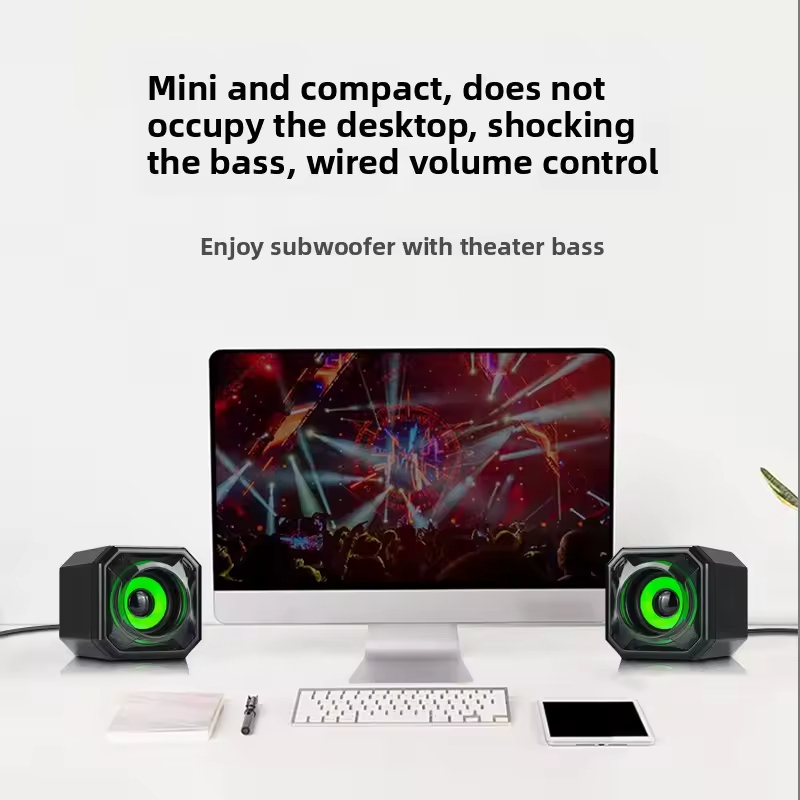 Green & Orange Eye RGB Gaming Speakers