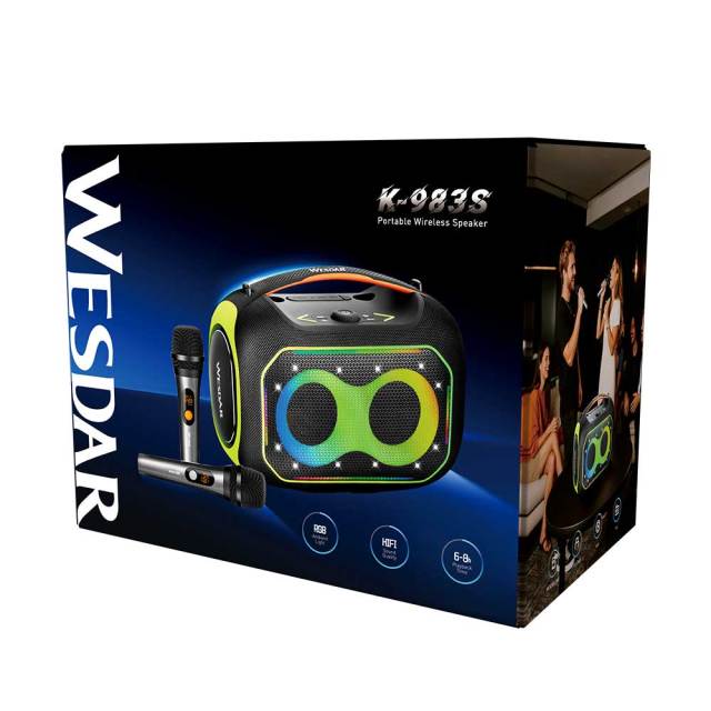 WESDAR 120W Powerful Karaoke Speaker with Dual Wireless Mics
