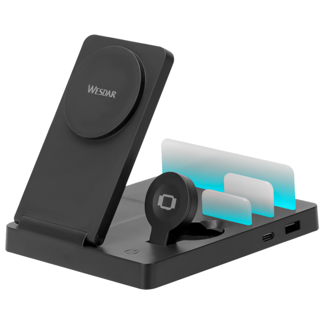 15W Wireless Charging Station 5-in-1: Fast Qi Charger