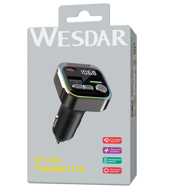 All-in-One Bluetooth FM Transmitter with Dual USB & PD30W Fast Charging
