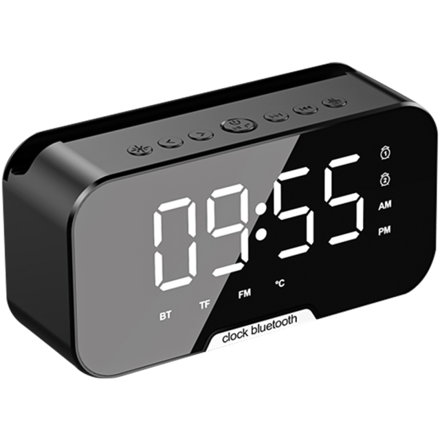 3W Bluetooth 5.3 Speaker with Alarm Clock, FM Radio, Phone Stand & Temp Display