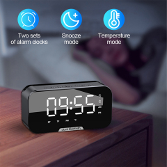 3W Bluetooth 5.3 Speaker with Alarm Clock, FM Radio, Phone Stand & Temp Display