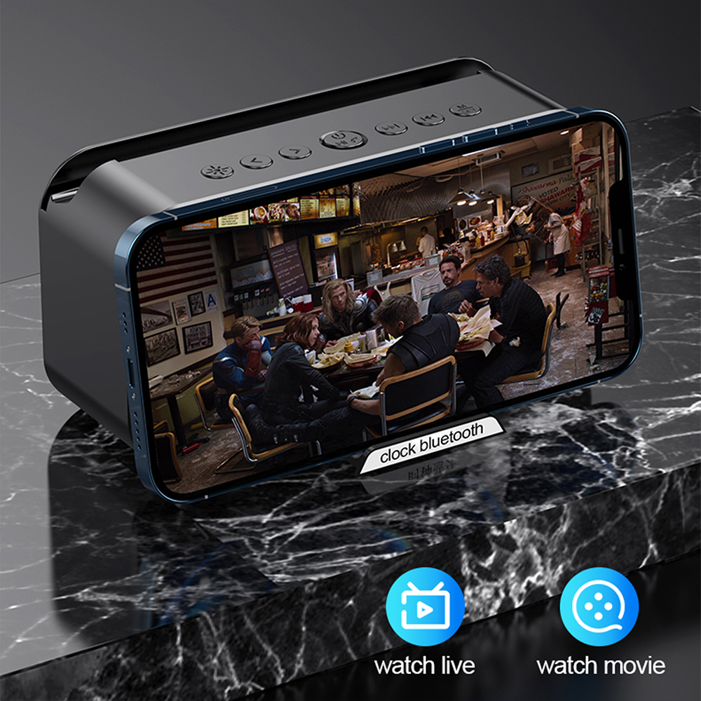3W Bluetooth 5.3 Speaker with Alarm Clock, FM Radio, Phone Stand & Temp Display