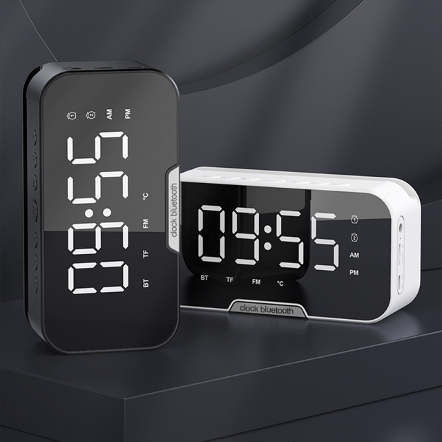 3W Bluetooth 5.3 Speaker with Alarm Clock, FM Radio, Phone Stand & Temp Display