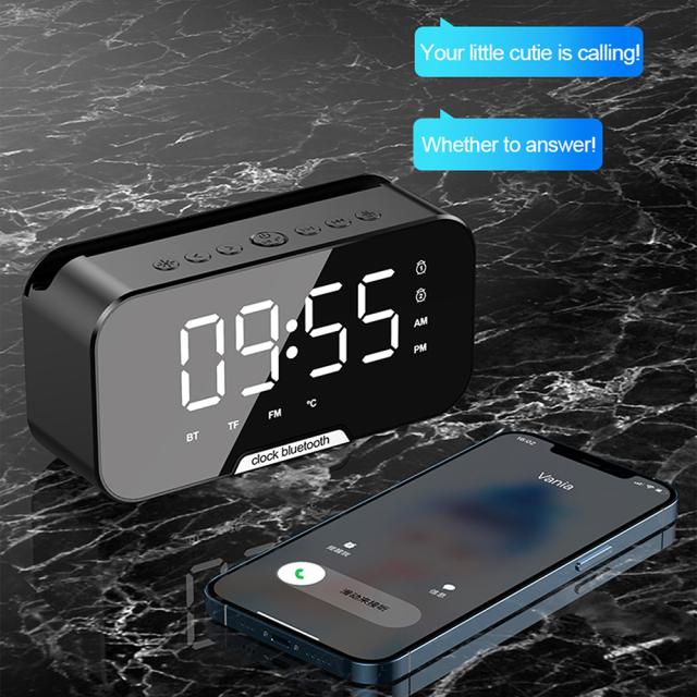 3W Bluetooth 5.3 Speaker with Alarm Clock, FM Radio, Phone Stand & Temp Display