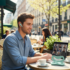 New In-Ear Wireless Earbuds with TFY Blue Charging Case,Bluetooth 5.4