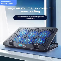 Black Adjustable Laptop Cooling Pad with LCD Display, 6 Fans