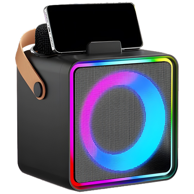 2025 New Handheld Bluetooth Speaker with RGB Lights & Dual Wireless Mics