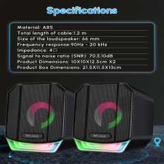 WESDAR 5W USB-Powered Desktop Computer Speakers with RGB Lights