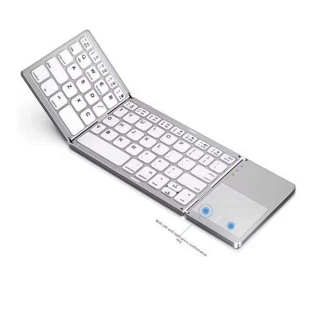 3-Fold Touch Bluetooth Keyboard, 64 Keys Portable Slim Wireless Keyboard