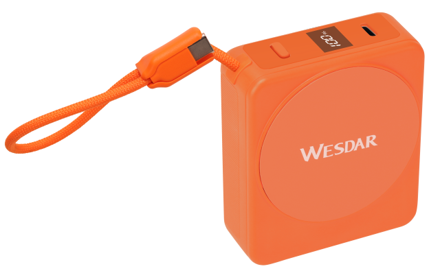 Small Orange Power Banks 10000mAh Fast Charging With Wireless Charging Function