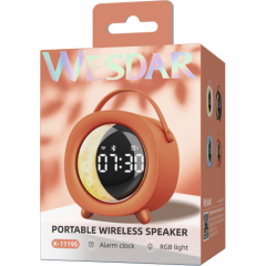 WESDAR Mini Portable Bluetooth Speaker 5.3,RGB Light, Alarm Clock & FM Radio