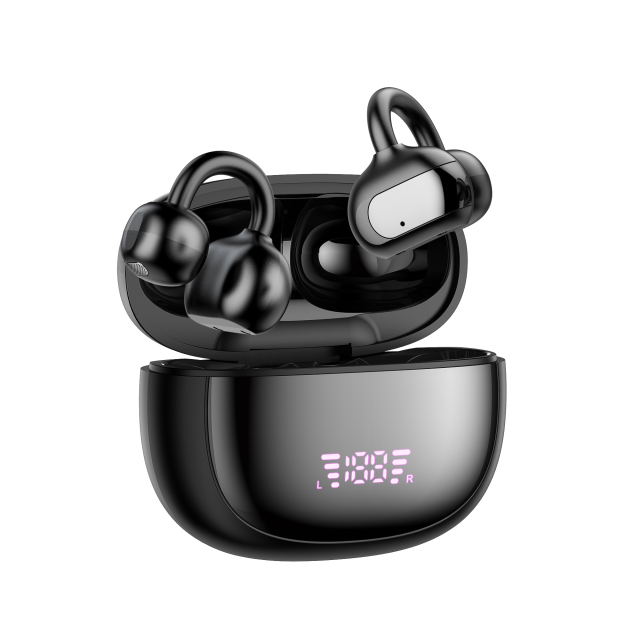 BT 5.4 Clip-On Wireless Earphones with LED Power Display,185 Days Standby