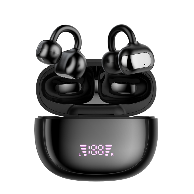 BT 5.4 Clip-On Wireless Earphones with LED Power Display,185 Days Standby