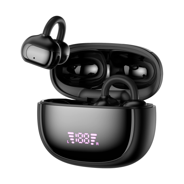 BT 5.4 Clip-On Wireless Earphones with LED Power Display,185 Days Standby