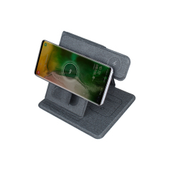 PU Leather 3-in-1 Wireless Charger Stand, 15W Qi Fast Charging Station