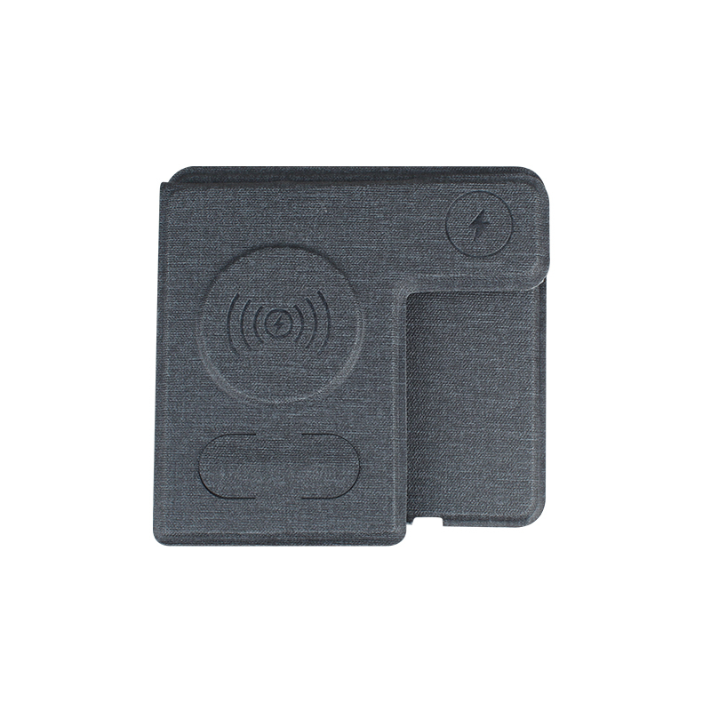 PU Leather 3-in-1 Wireless Charger Stand, 15W Qi Fast Charging Station