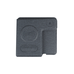 PU Leather 3-in-1 Wireless Charger Stand, 15W Qi Fast Charging Station