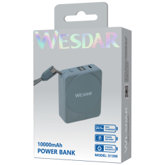 Small Orange Power Banks 10000mAh Fast Charging With Wireless Charging Function