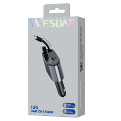 Wesdar Deep Air Grey Car Phone Charger 66w With Two Cable (CE Certificate)