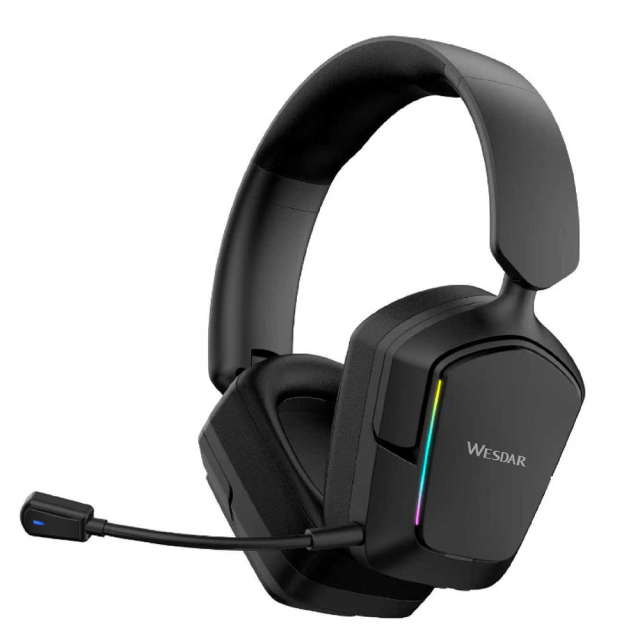 2.4G+BT 5.3 Triple Mode Gaming Headset, Foldable w/ Magnetic Deco & RGB Light