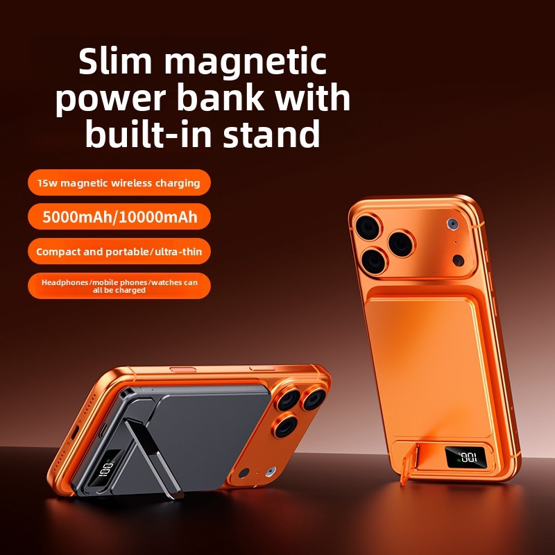 5000mAh Magnetic Wireless Power Bank with TFT Display,Stand for office