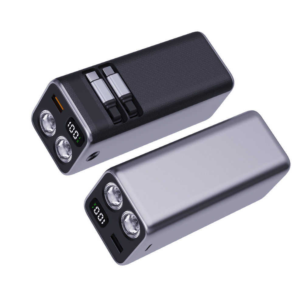 20000mAh Power Bank with Dual Retractable Cables, 22.5W Fast Charging