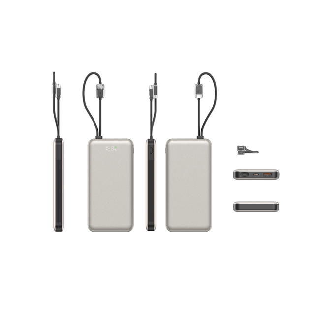 Portable 10000mAh Power Bank, Detachable Battery, 22.5W Fast Charging,Hidden Display
