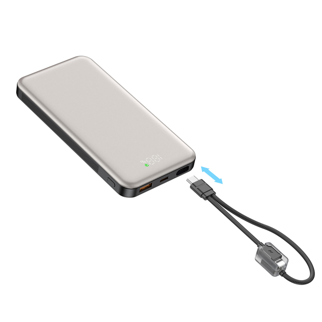 Portable 10000mAh Power Bank, Detachable Battery, 22.5W Fast Charging,Hidden Display