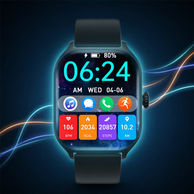 Bluetooth Smart Watch, Heart Rate Monitor, AI Voice, Custom Dial, All Language