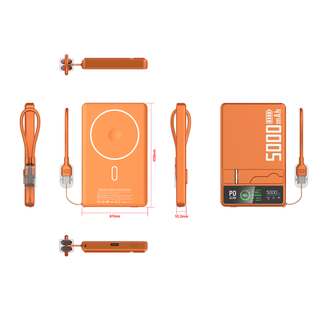 Portable 3-in-1 Magnetic Wireless Power Bank 5000mAh
