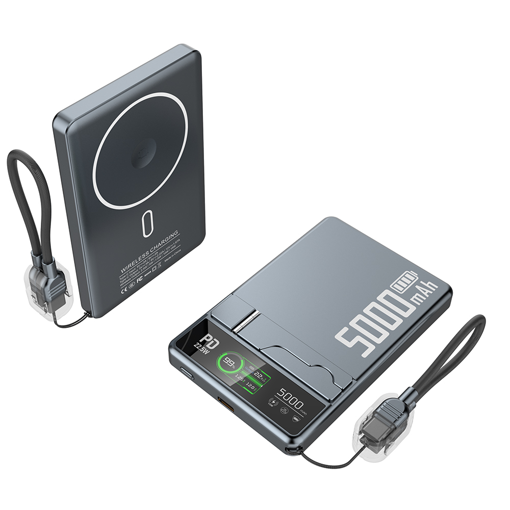 Portable 3-in-1 Magnetic Wireless Power Bank 5000mAh