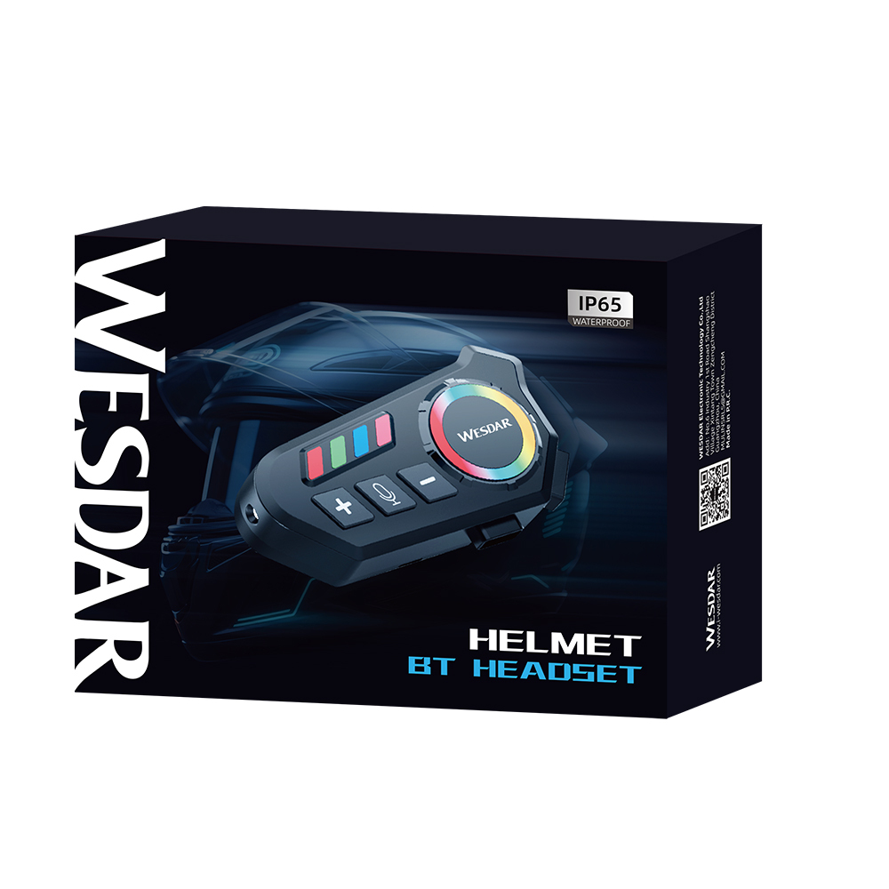 Wireless Helmet Headset for Motorcycle 2 in 1 Kits IPX5 With RGB Light