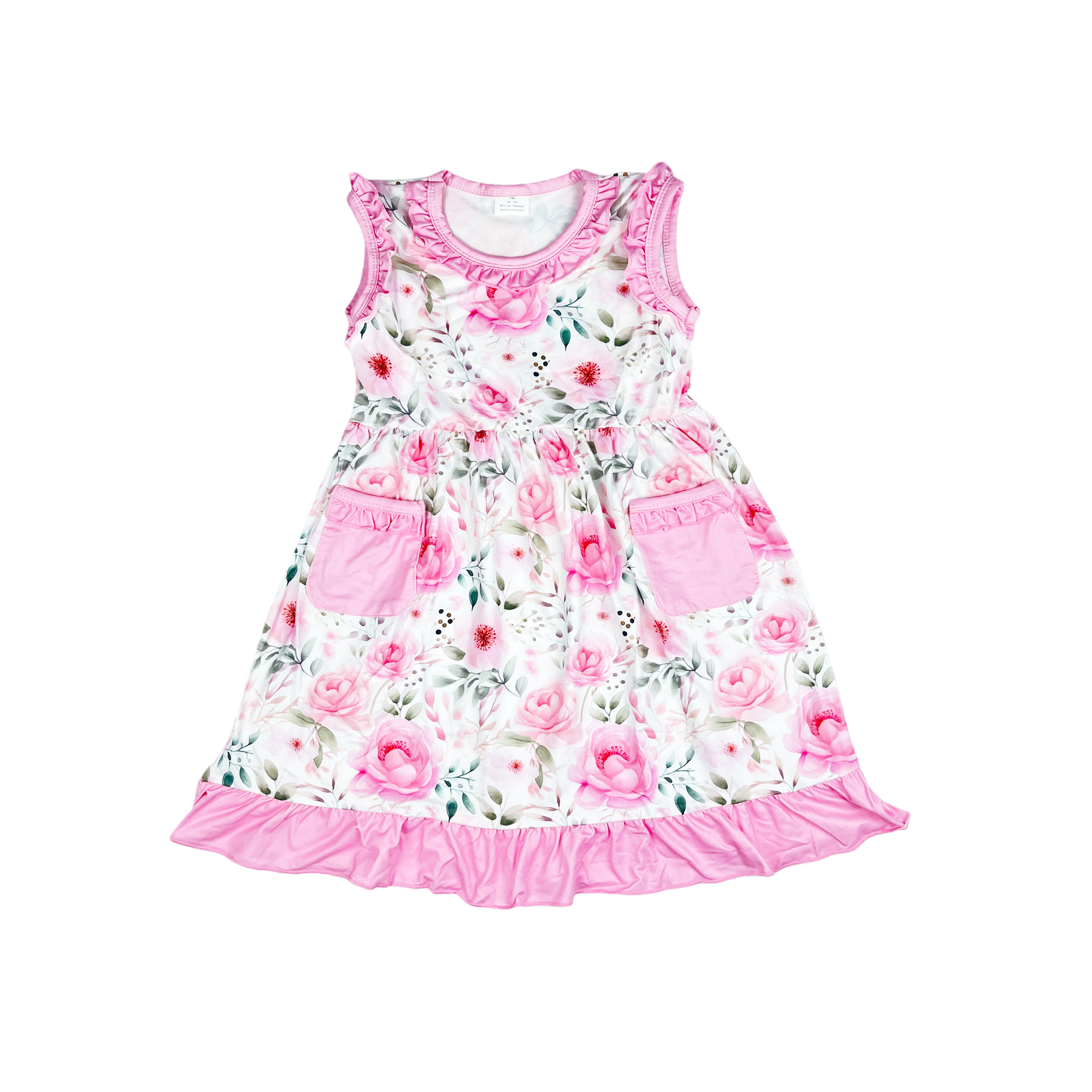 Latest Carnation Floral Children's Dress Sleeveless Kids Clothing Set Autumn Floral Girls Dresses