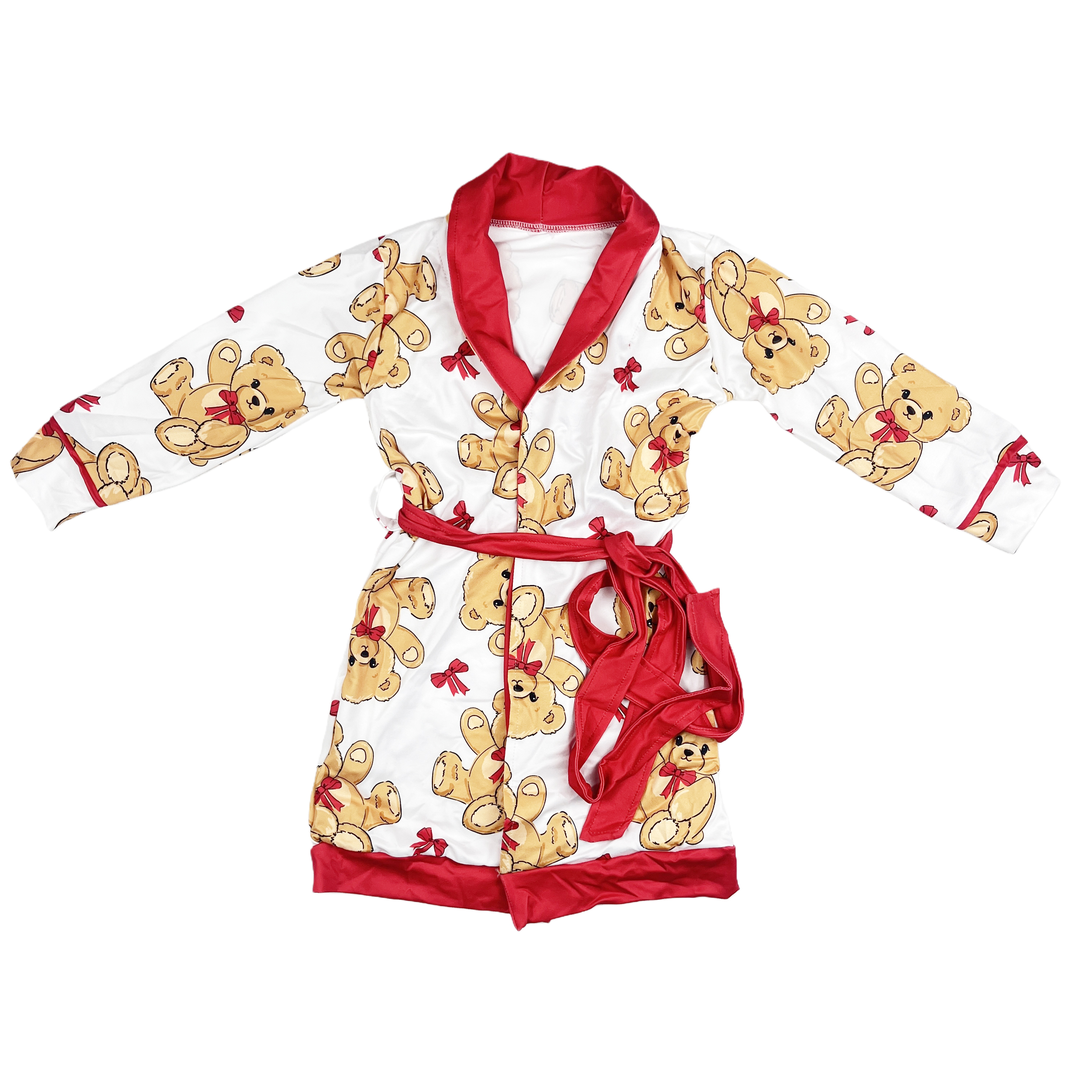 Custom Design With Elastic Waist Closure Bear Print Thermal Knee-Length Sleepwear