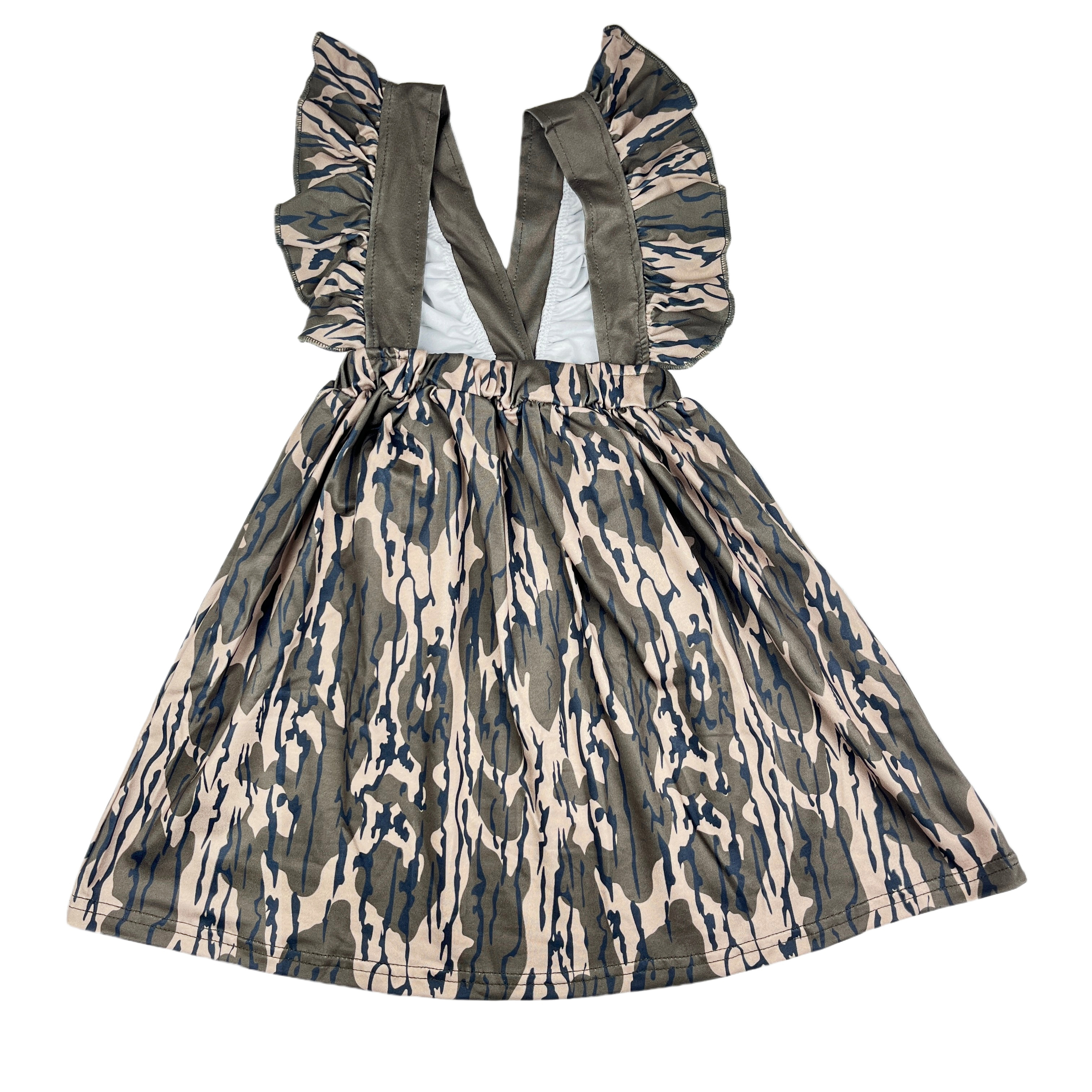 Toddler Boutique Clothes Girls Summer Dresses Brown Camo Leaf Ruffle Sleeveless Dress