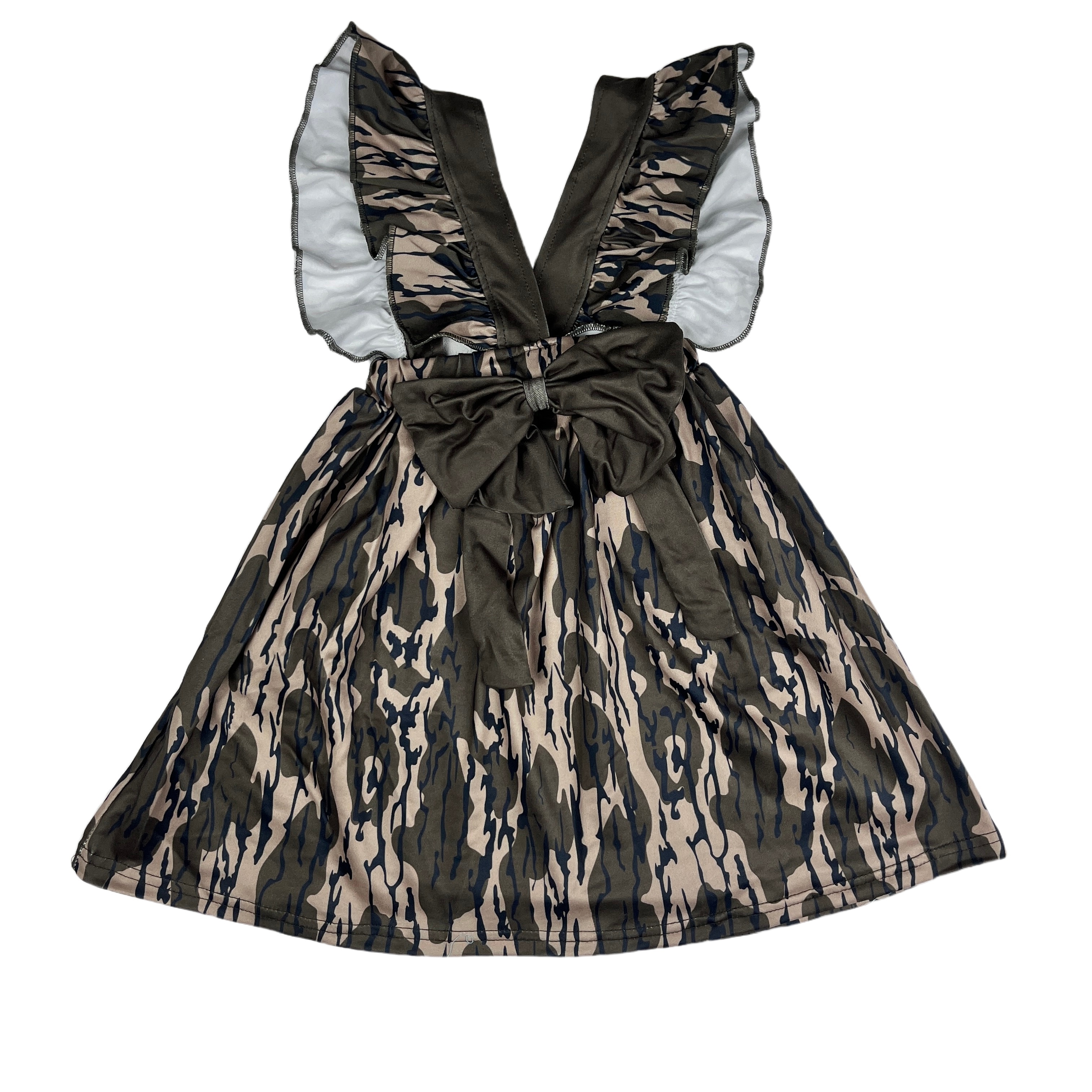 Toddler Boutique Clothes Girls Summer Dresses Brown Camo Leaf Ruffle Sleeveless Dress