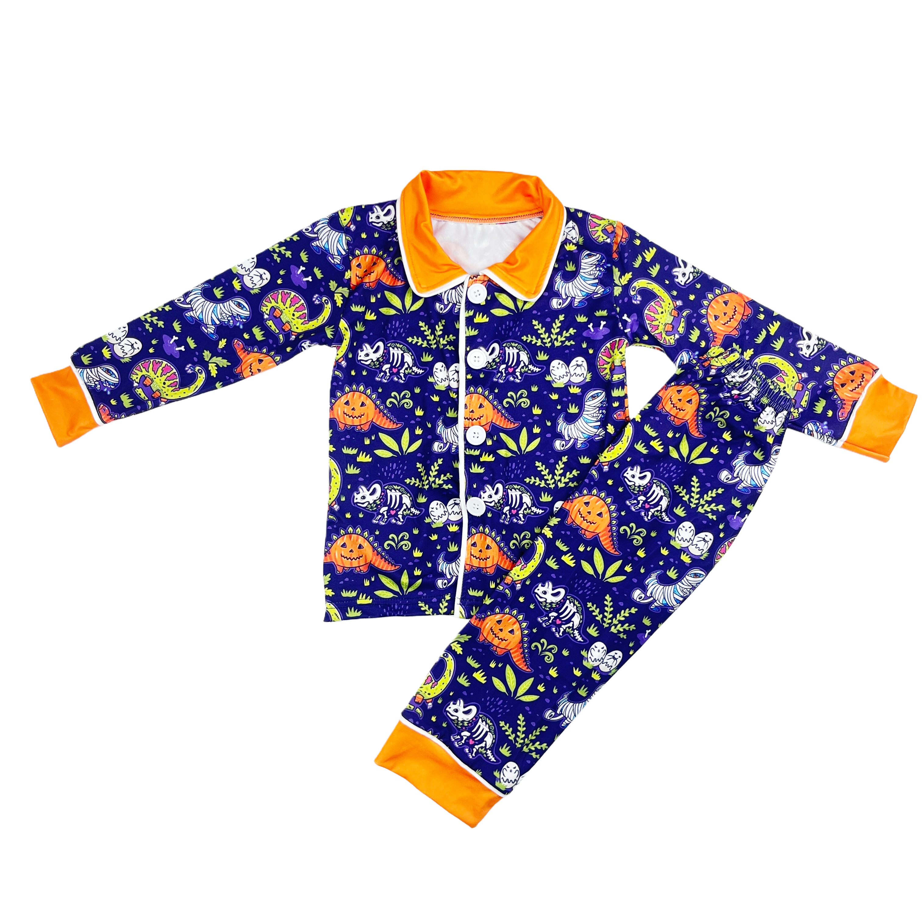 Western Clothes Customized Boutique Dinosaur Print Kids Pajamas Sets