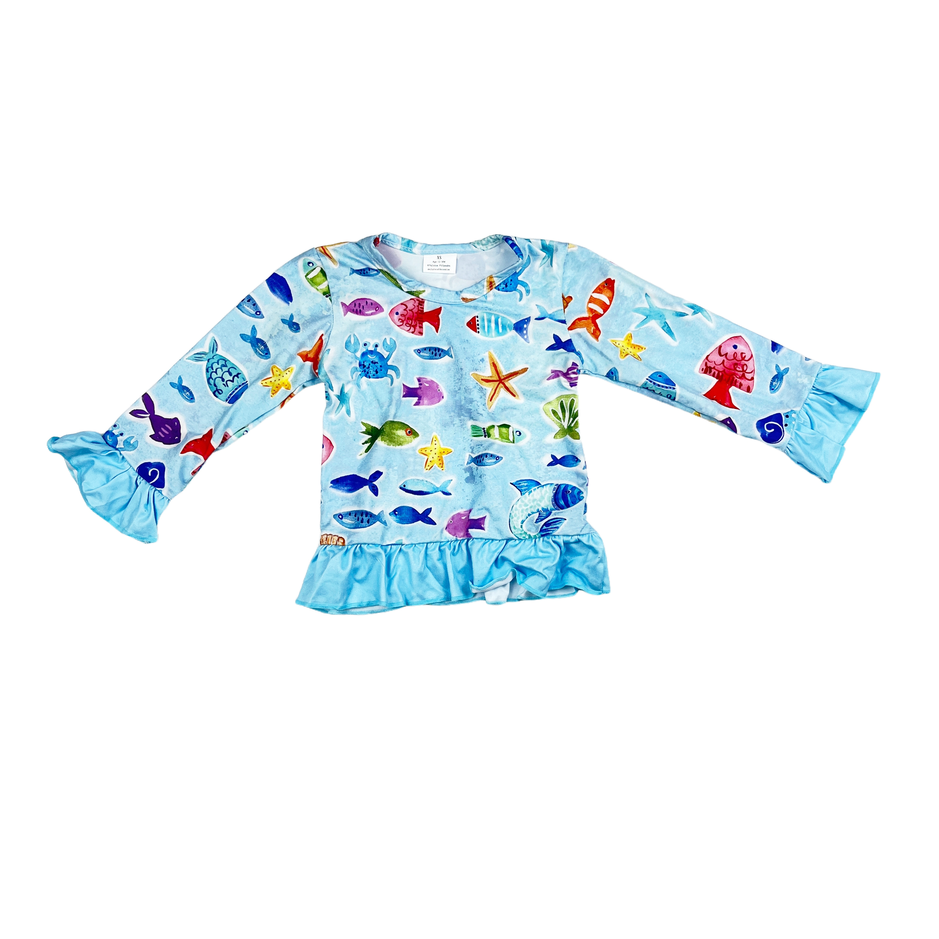 Children's Clothing Sweet Style fish Print shirting with bummies baby sets