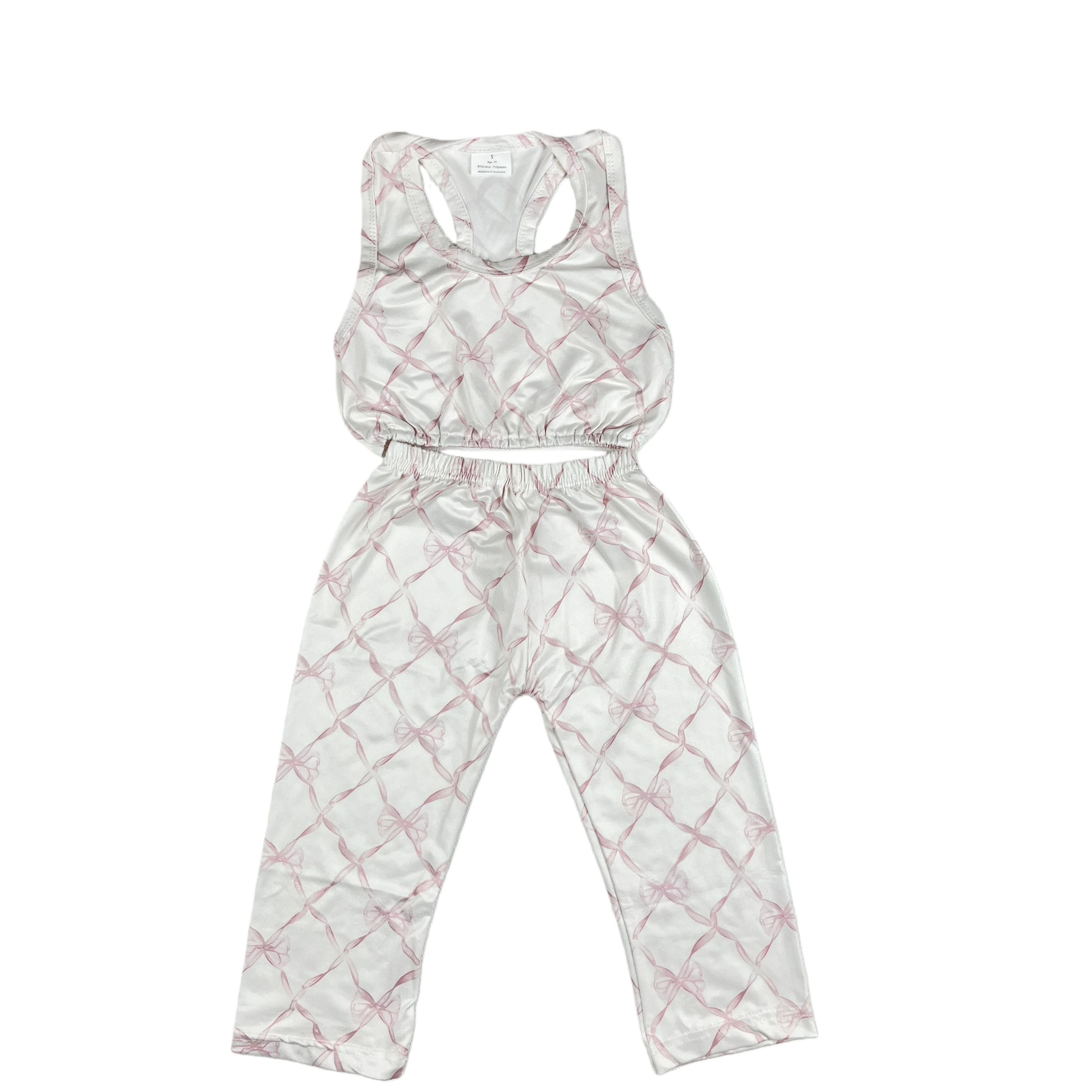Summer Sweet Baby  Little Girl Pink bow Yoga Vest Matches Toddler Girls' Outfits