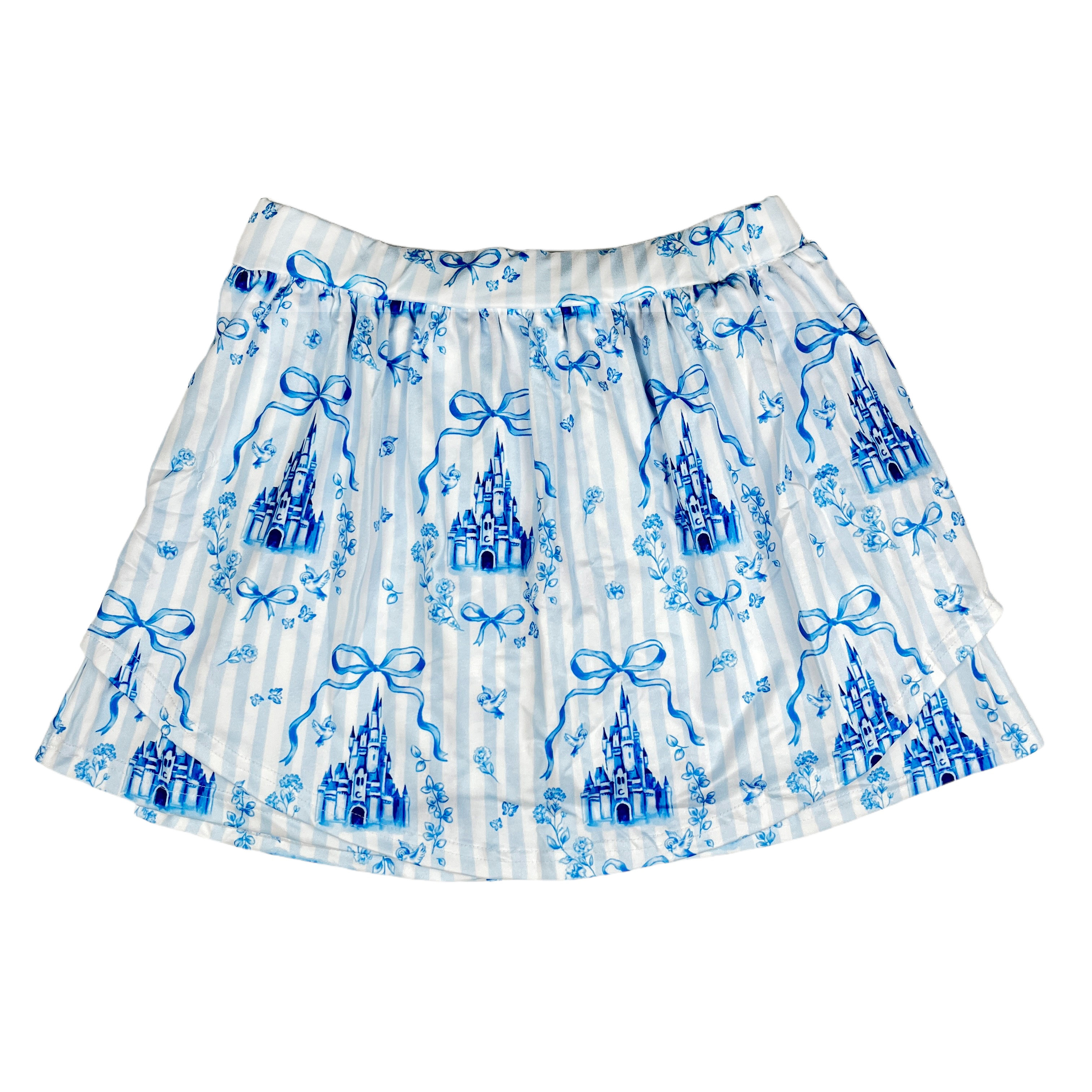 Sleeveless Stripe Bows Castle Short Wholesale Girls Yoga Activity Wear Knee Length Dress set
