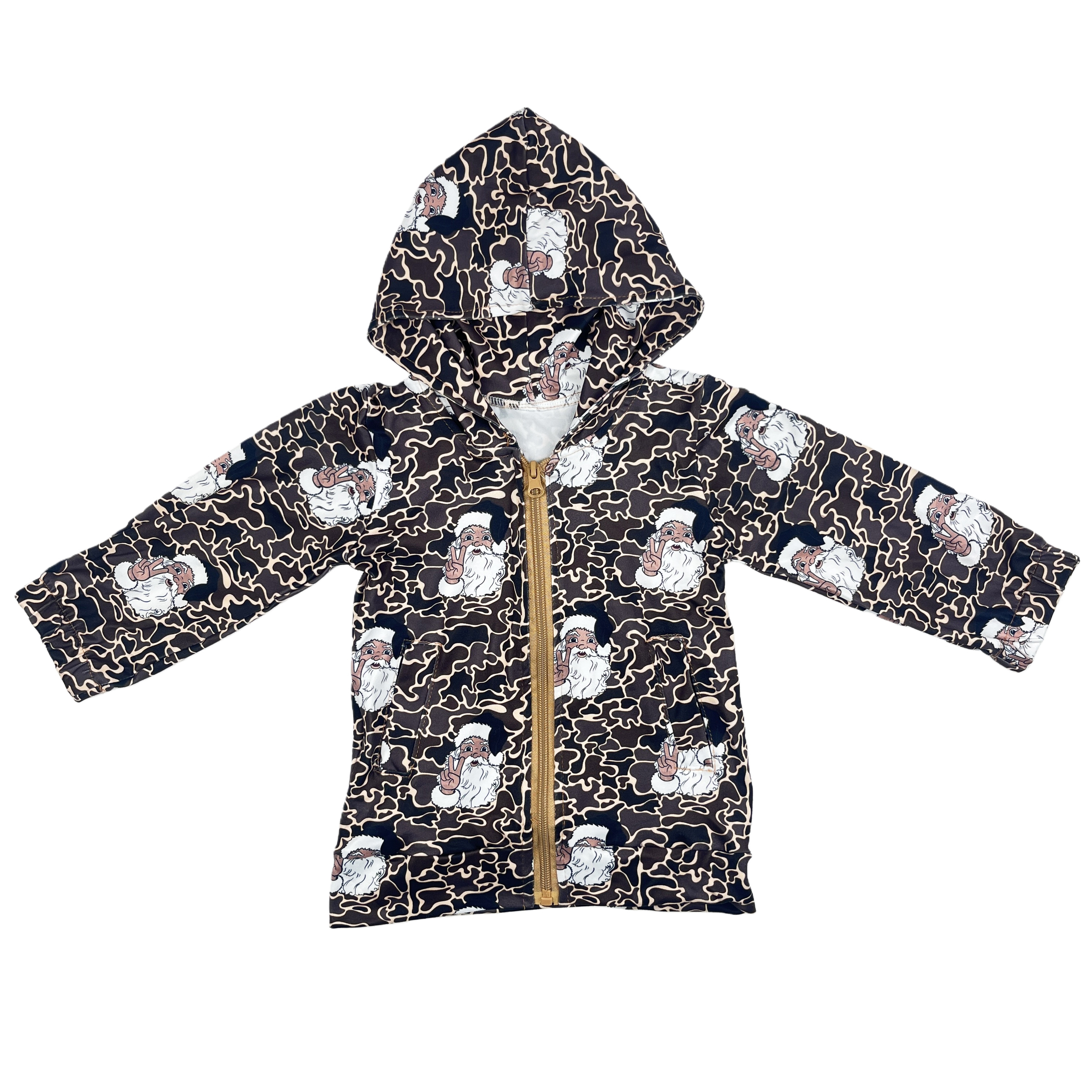 Brown leopard Christmas santa Print Top wholesale boy long sleeve western clothing