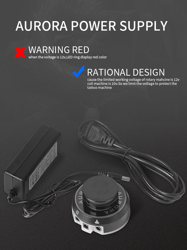 Aurora Tattoo Power Supply Portable Permanent Makeup Tattoo Machine With Power Adapter For Coil & Rotary Tattoo Machines