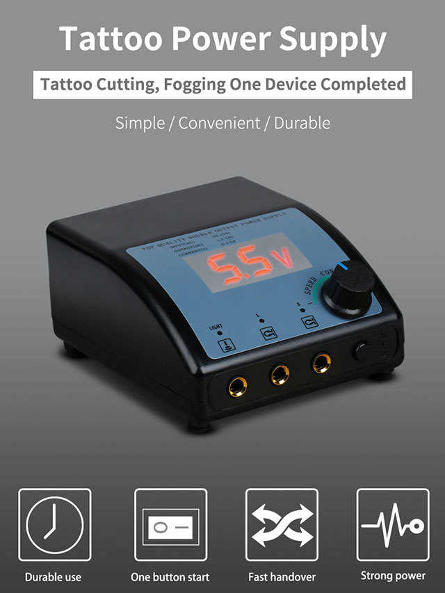 Professional Tattoo Power Supply Blue Screen Big Power Supply Digital LCD Tattoo Machine With High Quality Power Cord