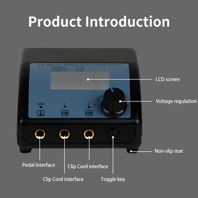Professional Tattoo Power Supply Blue Screen Big Power Supply Digital LCD Tattoo Machine With High Quality Power Cord