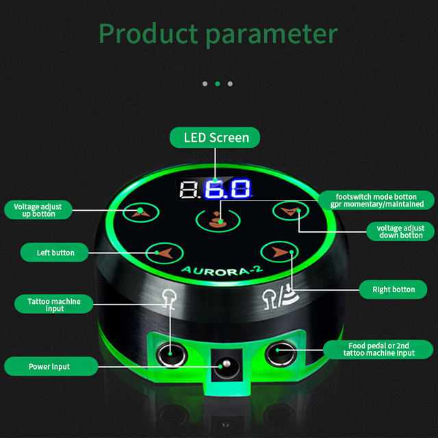 Professional Digital Tattoo Power Supply Updated Mini AURORA II LCD Tattoo Supplies For Tattoo Machine