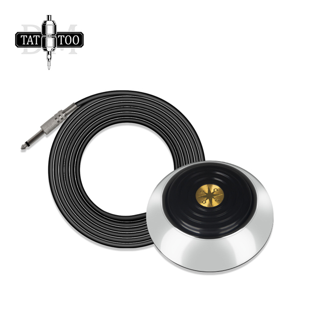 360 GEM Round Tattoo Foot Pedal Switch Stainless Steel Tattoo Machine Foot Pedal Equipment Power Supply Accessories