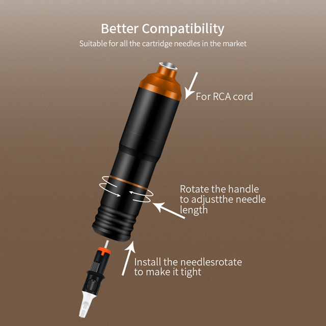 Rotary Tattoo Pen Machine RCA Interface Import Motor Aircraft Aluminum Alloy Permanent Makeup Tattoo Gun Pen