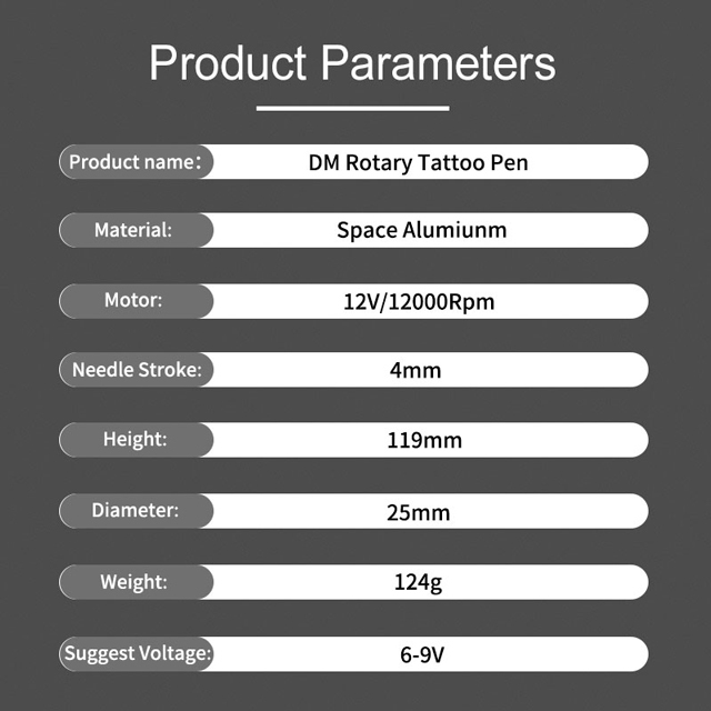 DM Rotary Tattoo Pen Aircraft Aluminum Strong Motor CNC Process Cartridge Tattoo Machine For Shader Liner