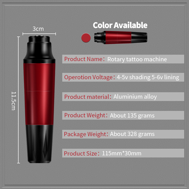 Professional Rotary Tattoo Machine Tattoo Pen Coreless Motor Cartridge Tattoo Gun With DC Jack